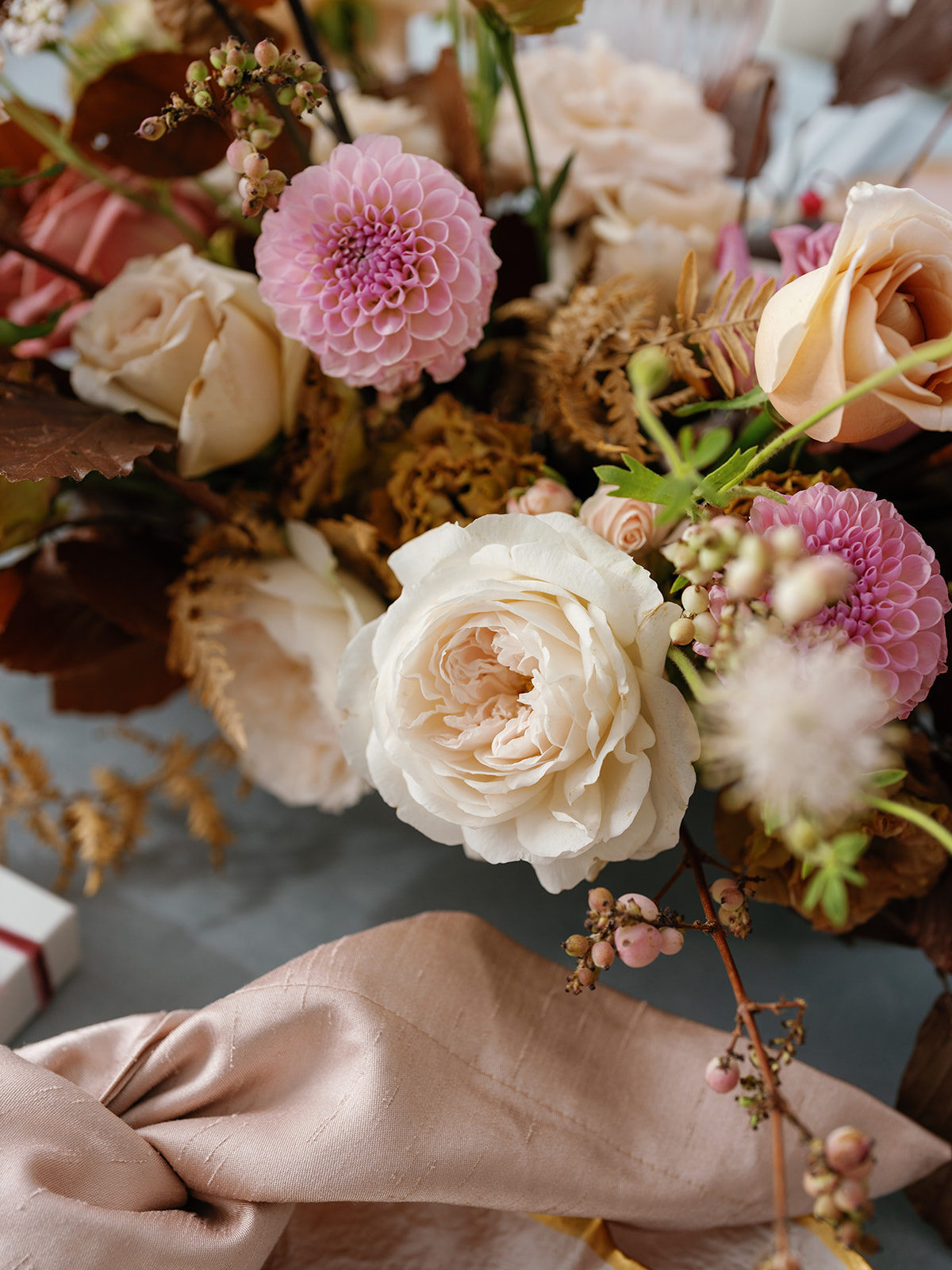 Florals for a sophisticated pink wedding.