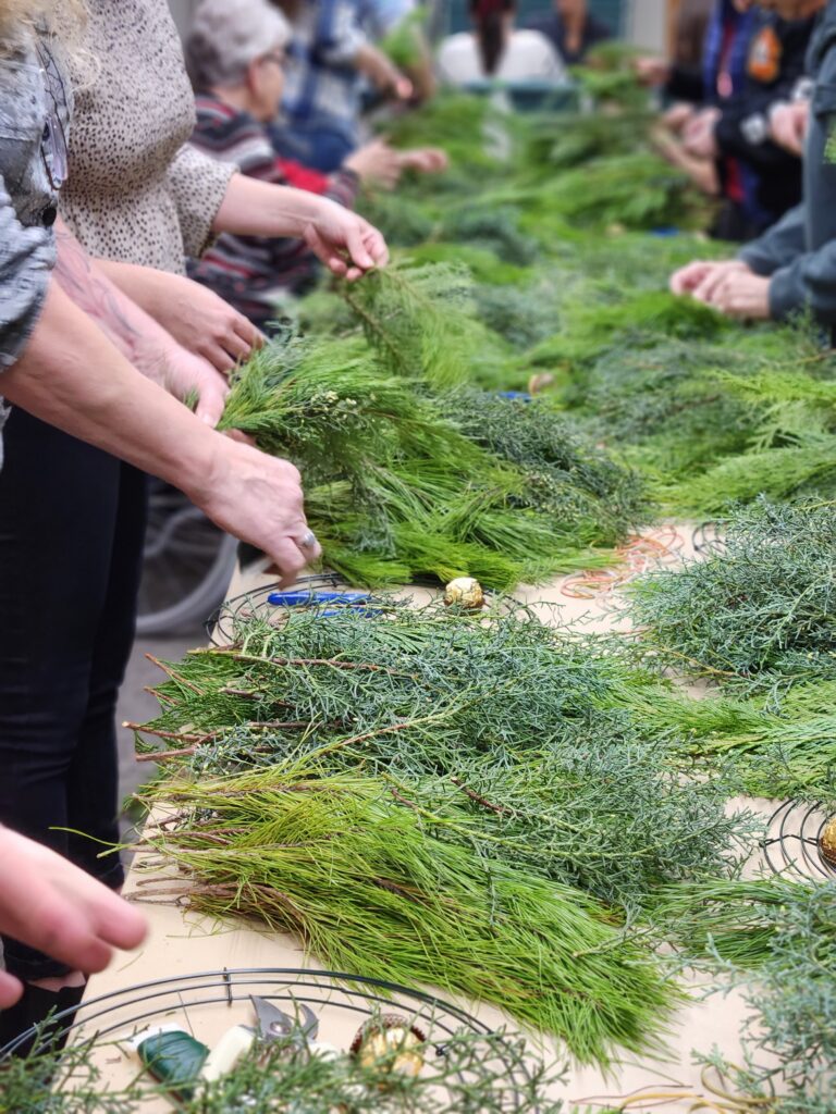 Holiday wreath workshop by Ever Blooming Floral in Puyallup, WA.