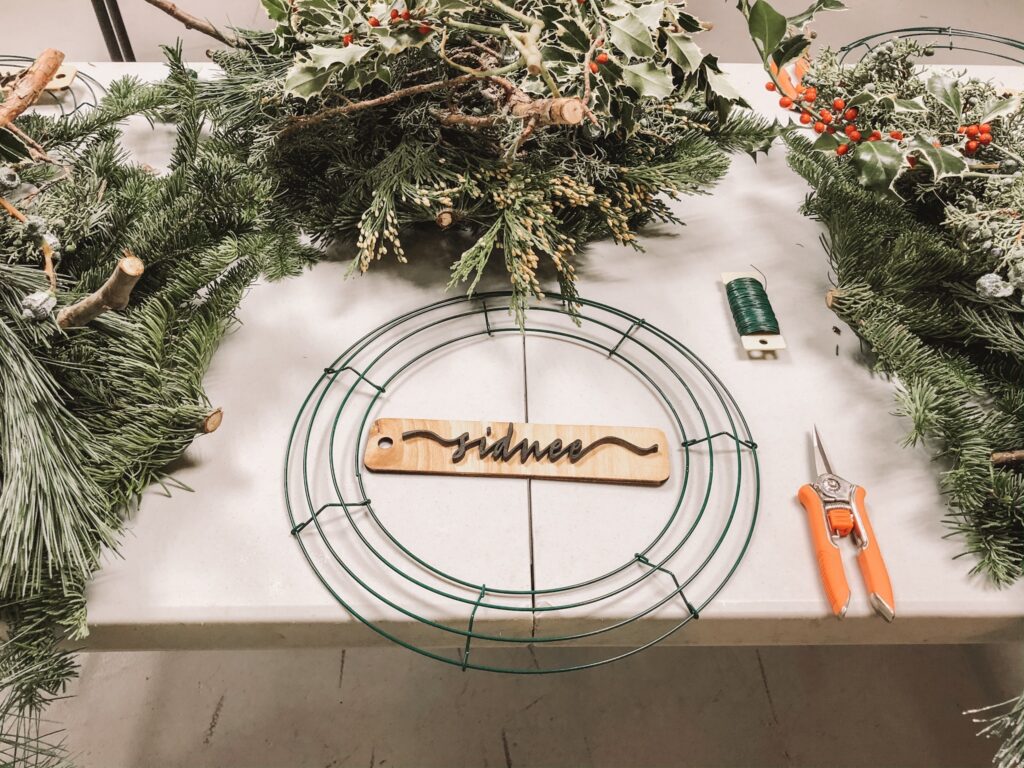 Christmas wreath making by Ever Blooming Floral in Puyallup, WA