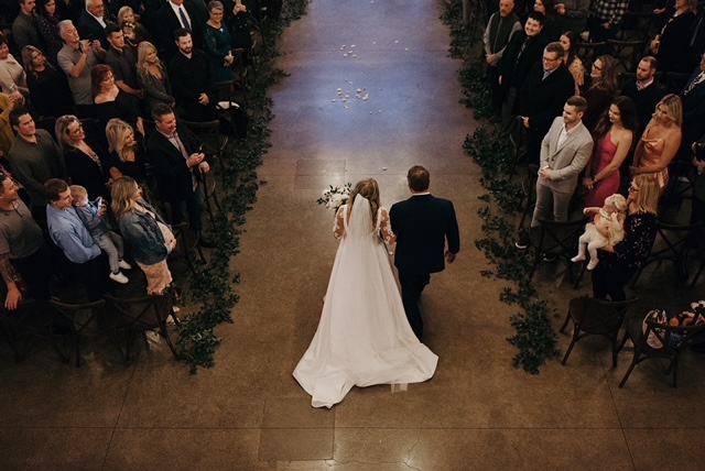 Vining greenery down wedding aisle, Ever Blooming Floral, Puyallup, WA.